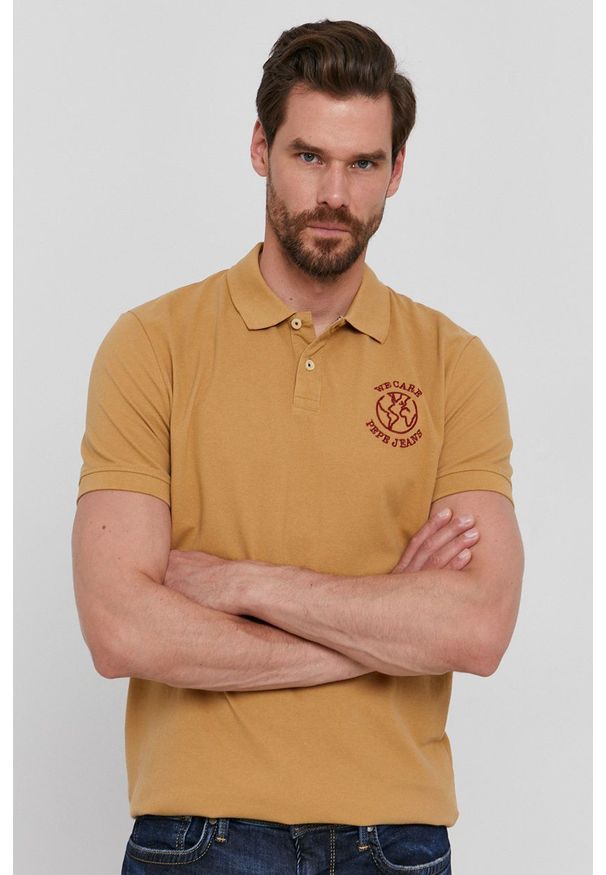 Pepe Jeans - Polo Darryl. Okazja: na co dzień. Typ kołnierza: polo. Kolor: beżowy. Materiał: dzianina. Długość: krótkie. Wzór: gładki. Styl: casual