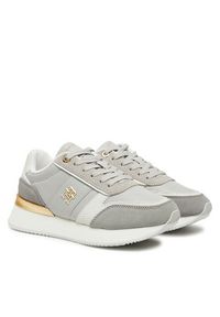 TOMMY HILFIGER - Tommy Hilfiger Sneakersy Th Fashion Runner FW0FW08475 Szary. Kolor: szary. Materiał: skóra
