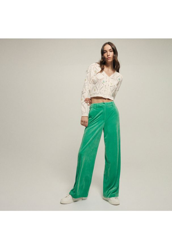 Reserved - Szerokie spodnie - Zielony. Kolor: zielony
