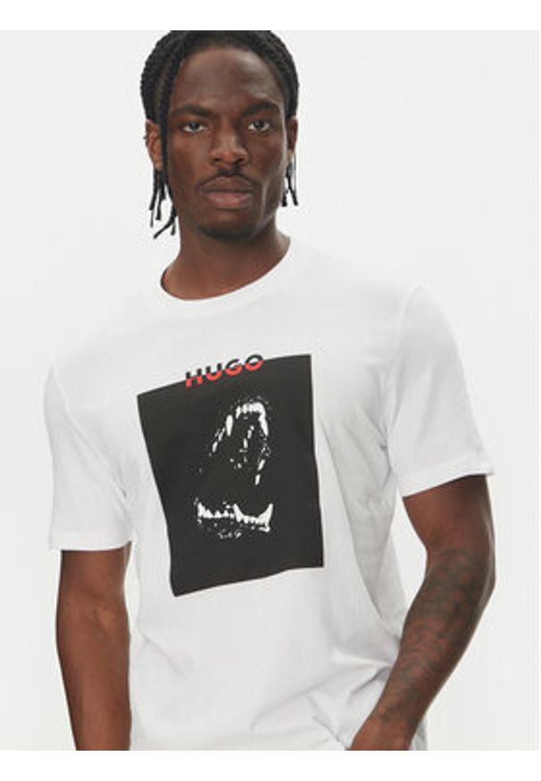 Hugo - HUGO T-Shirt Dobero 50542734 Biały Regular Fit. Kolor: biały. Materiał: bawełna