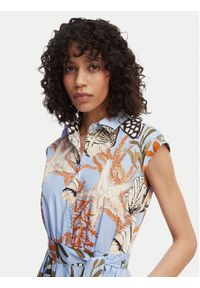 Marella Sukienka koszulowa Padana 2613221202 Błękitny Regular Fit. Kolor: niebieski. Materiał: bawełna. Typ sukienki: koszulowe #4