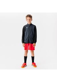 KIPSTA - Bluza piłkarska Kipsta Essential trening. Typ kołnierza: komin. Kolor: czarny, szary, wielokolorowy. Materiał: materiał, prążkowany, poliester, tkanina, elastan. Sport: piłka nożna, fitness