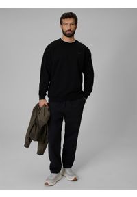 4f - 4F Bluza dresowa regular bez kaptura męska - czarna XXL. Okazja: na co dzień. Typ kołnierza: bez kaptura. Kolor: czarny. Materiał: dresówka. Styl: casual #2