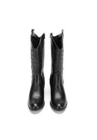 Wittchen - Damskie kowbojki z haftem czarne. Kolor: czarny. Materiał: skóra ekologiczna. Wzór: haft. Obcas: na obcasie. Styl: klasyczny, elegancki. Wysokość obcasa: średni #4