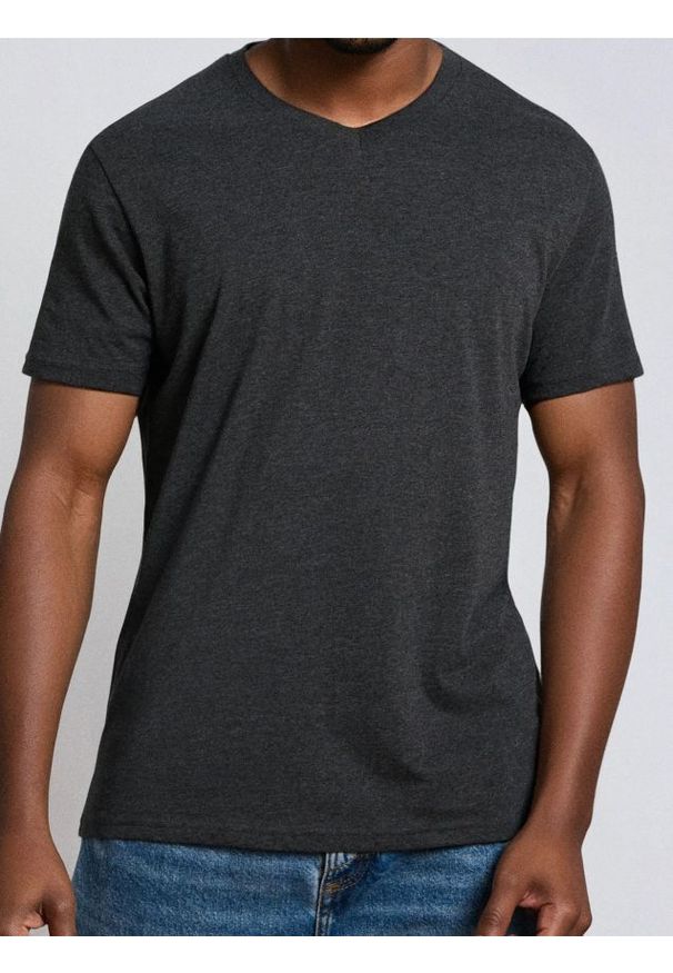 Sinsay - Koszulka basic z dekoltem w serek - szary. Typ kołnierza: dekolt w serek. Kolor: szary