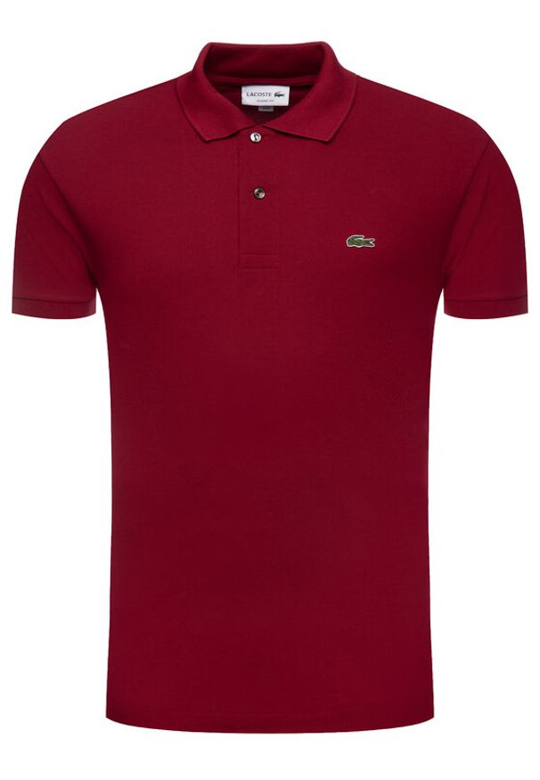 Lacoste Polo L1212 Bordowy Classic Fit. Typ kołnierza: polo. Kolor: czerwony. Materiał: bawełna