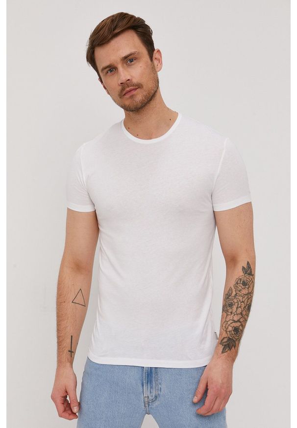 Paul Smith - T-shirt. Okazja: na co dzień. Kolor: biały. Materiał: dzianina. Wzór: gładki. Styl: casual