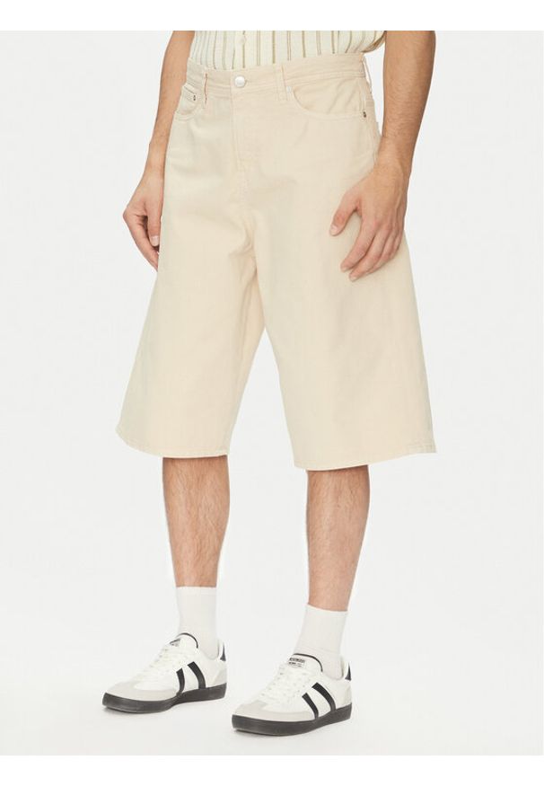 Jack & Jones - Jack&Jones Szorty jeansowe Owen 12277167 Beżowy Baggy Fit. Kolor: beżowy. Materiał: bawełna