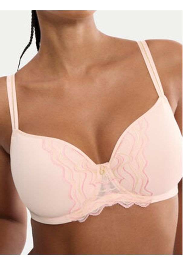 Triumph Biustonosz z fiszbiną Waves Of Glow 10227810 Beżowy. Kolor: beżowy. Materiał: syntetyk