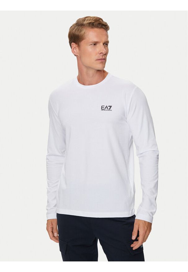 EA7 Emporio Armani Longsleeve 8NPT28 PJVQZ 1100 Biały Regular Fit. Kolor: biały. Materiał: bawełna. Długość rękawa: długi rękaw