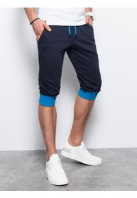 Ombre Clothing - Spodenki męskie dresowe za kolano - granatowo-niebieskie V2 P29 - XXL. Kolor: niebieski. Materiał: dresówka #1