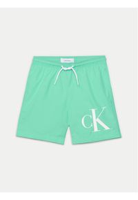 Calvin Klein Swimwear Szorty kąpielowe KV0KV00049 Zielony Regular Fit. Kolor: zielony. Materiał: syntetyk #1