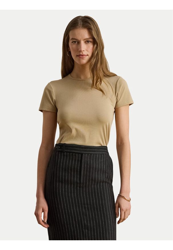 Lauren Ralph Lauren - LAUREN RALPH LAUREN T-Shirt Alli 200807563053 Beżowy Regular Fit. Kolor: beżowy. Materiał: bawełna