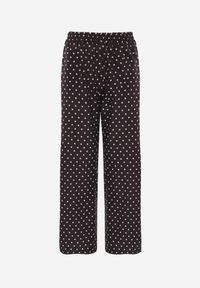 Renee - Czarne Spodnie Casual Wide Leg High Waist Zdobione Wzorem w Kropki Oceasa. Okazja: na co dzień. Stan: podwyższony. Kolekcja: plus size. Kolor: czarny. Materiał: skóra. Długość: krótkie. Wzór: aplikacja, kropki. Styl: casual #3