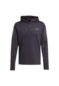 Adidas - Bluza z kapturem Own The Run Winterized Hooded Half-Zip. Typ kołnierza: kaptur. Kolor: czarny. Technologia: ClimaWarm (Adidas). Sport: bieganie