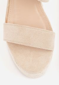Renee - Beżowe Sandały na Plecionym Koturnie i Platformie Tinami. Zapięcie: pasek. Kolor: beżowy. Materiał: jeans. Sezon: lato. Obcas: na koturnie. Styl: elegancki, wakacyjny #2