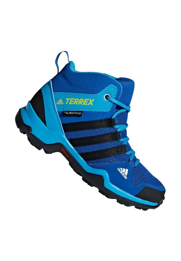 Adidas - Buty adidas Terrex AX2R Mid Cp Jr BC0673 niebieskie wielokolorowe. Okazja: na co dzień. Kolor: wielokolorowy, niebieski. Materiał: tkanina, syntetyk, materiał. Szerokość cholewki: normalna. Technologia: ClimaProof (Adidas). Sezon: wiosna. Model: Adidas Terrex