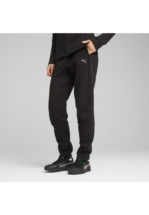 Puma - Damskie spodnie dresowe EVOSTRIPE PUMA Black. Kolor: czarny. Materiał: dresówka. Sport: turystyka piesza