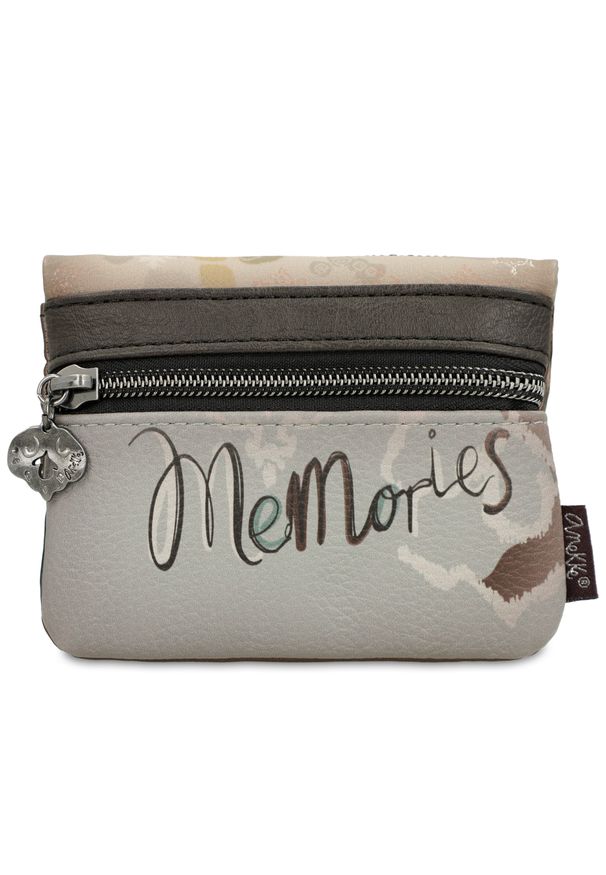 Portfel damski Anekke, portmonetka mała kompaktowa na bilon bogato zdobiona, beżowy, 41709-016. Kolor: brązowy. Wzór: aplikacja