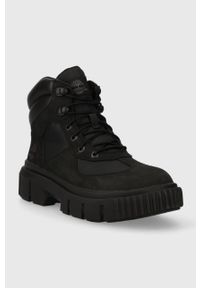 Timberland buty Greyfield F/L Hiker damskie kolor czarny na płaskim obcasie TB0A5ZD40011. Nosek buta: okrągły. Zapięcie: sznurówki. Kolor: czarny. Materiał: włókno. Obcas: na obcasie. Styl: klasyczny. Wysokość obcasa: niski #3