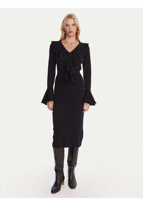 Luisa Spagnoli Sukienka dzianinowa Malimba 100110 Czarny Slim Fit. Kolor: czarny. Materiał: wełna