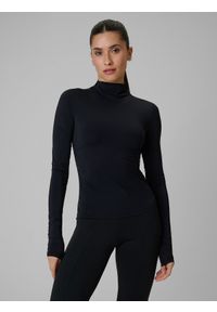 4f - 4F Longsleeve treningowy slim szybkoschnący damski - czarny S. Typ kołnierza: kołnierzyk stójkowy. Kolor: czarny. Długość rękawa: długi rękaw. Sport: fitness #1