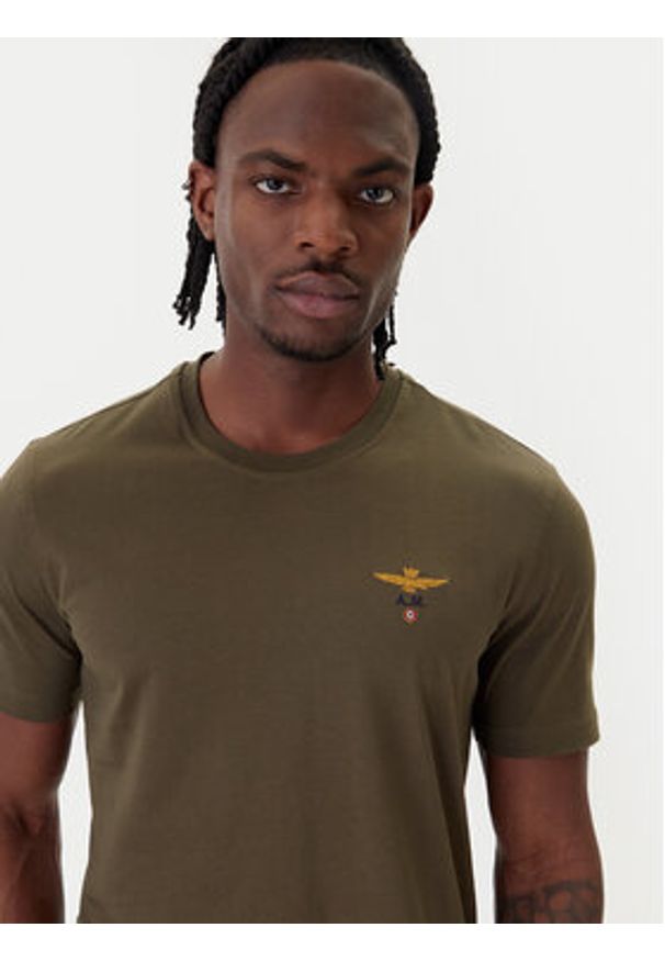 Aeronautica Militare T-Shirt 261TS1580UJ00372 Zielony Regular Fit. Kolor: zielony. Materiał: bawełna