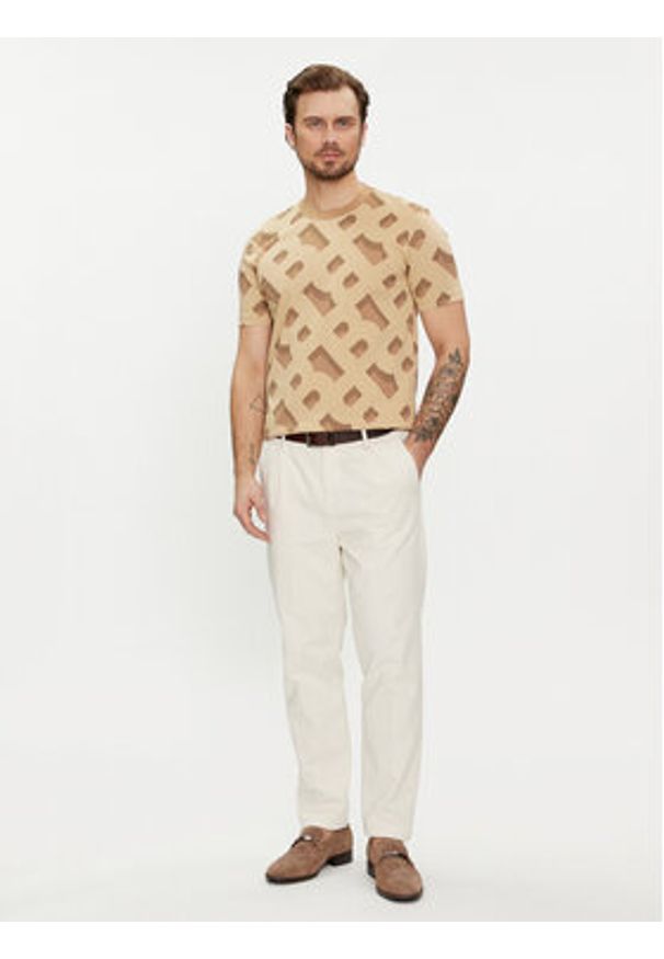 BOSS - Boss T-Shirt Tiburt 419 50504100 Beżowy Regular Fit. Kolor: beżowy. Materiał: syntetyk, bawełna