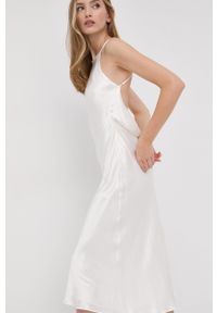 BARDOT - Bardot sukienka kolor biały maxi rozkloszowana. Kolor: biały. Materiał: tkanina. Długość rękawa: na ramiączkach. Typ sukienki: rozkloszowane. Długość: maxi
