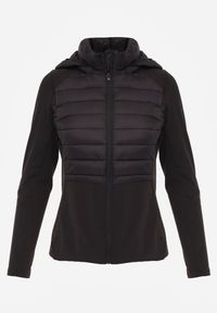 Renee - Czarna Przejściowa Kurtka z Pikowaniem i Elastycznymi Rękawami Salisia. Okazja: na co dzień. Typ kołnierza: kaptur. Kolor: czarny. Materiał: nylon. Styl: casual, sportowy #6