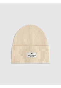 4f - 4F Czapka beanie damska - biała M. Kolor: biały. Materiał: materiał, poliester, dzianina. Sezon: zima. Styl: klasyczny, casual, elegancki