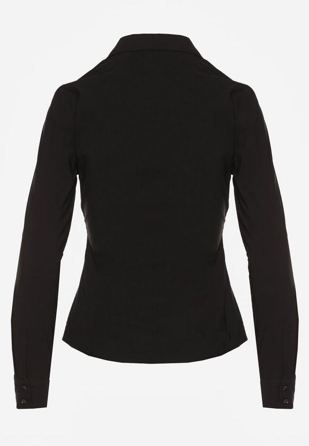 Renee - Czarna Marszczona Koszula z Bawełną Avenarie. Okazja: na spotkanie biznesowe. Kolor: czarny. Materiał: bawełna. Styl: biznesowy, klasyczny