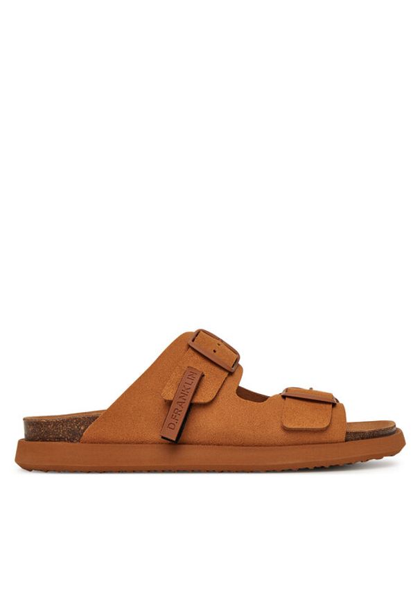 D.Franklin Klapki DFSH407001 Brązowy. Kolor: brązowy. Materiał: skóra, zamsz