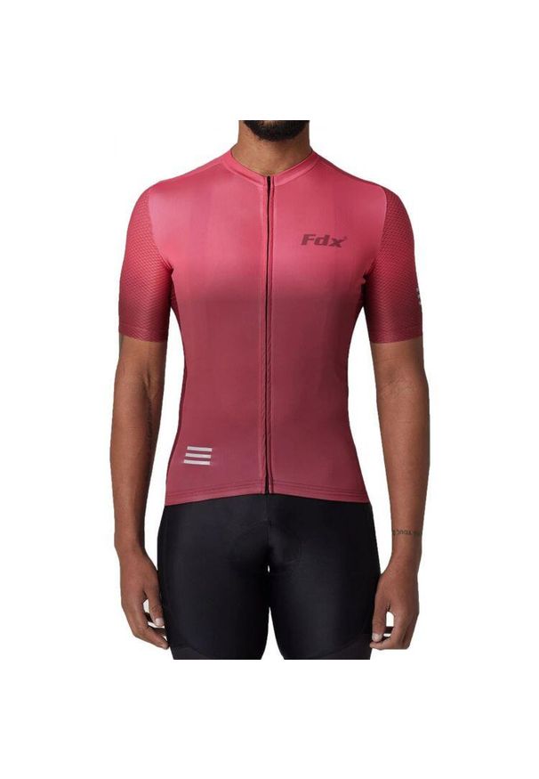 Koszulka rowerowa męska, FDX Duo, Oddychająca. Kolor: czerwony. Materiał: materiał, mesh. Długość rękawa: krótki rękaw