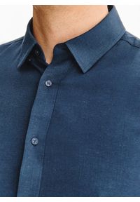Pako Lorente - PAKO LORENTE - Granatowa koszula męska melanż. Kolor: niebieski. Materiał: bawełna, poliester. Długość rękawa: długi rękaw. Długość: długie. Wzór: melanż. Sezon: jesień #5