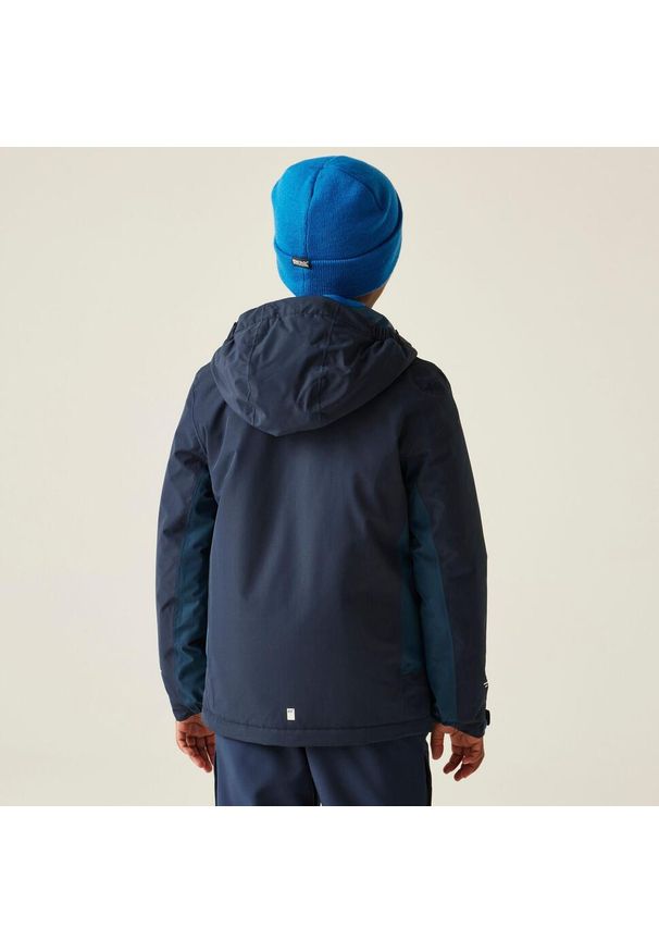 Regatta - Kurtka dziecięca przejściowa przeciwdeszczowa Hurdle. Kolor: niebieski. Materiał: puch, materiał. Styl: sportowy