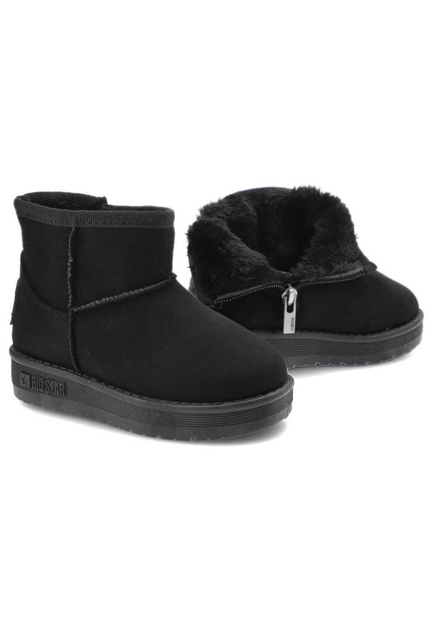 Big-Star - Czarne Śniegowce Big Star Ocieplane Buty Dziecięce. Kolor: czarny. Materiał: syntetyk, futro, materiał. Szerokość cholewki: normalna