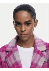 Desigual Płaszcz wełniany Pinkcheck 25WWEW15 Różowy Regular Fit. Kolor: różowy. Materiał: syntetyk #4