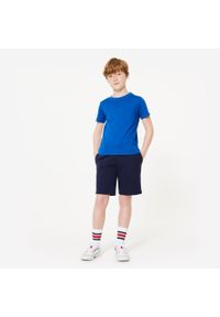 DOMYOS - Spodenki sportowe dla dzieci Decathlon. Okazja: na co dzień. Kolor: niebieski. Materiał: bawełna, materiał, poliester, elastan. Styl: sportowy