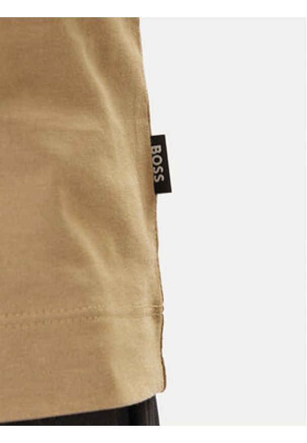 BOSS T-Shirt Thompson 01 50468347 Khaki Regular Fit. Kolor: brązowy. Materiał: bawełna