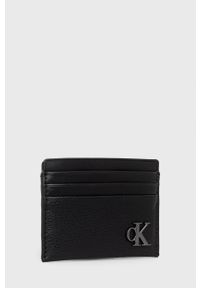 Calvin Klein Jeans Etui na karty damski kolor czarny. Kolor: czarny. Materiał: włókno, materiał. Wzór: gładki #4
