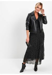 bonprix - Spódnica z szyfonu z efektem kreszowania. Kolor: czarny. Materiał: szyfon. Styl: elegancki #3