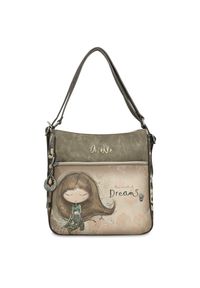 Szara Elegancka Torebka z Funkcją Plecaka Anekke Seria Real. Kolor: szary. Materiał: materiał. Wzór: haft, aplikacja. Styl: elegancki #1