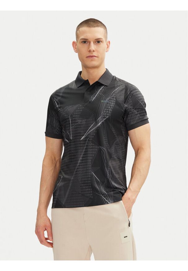 BOSS Polo Paddy Desert Active 50537757 Czarny Regular Fit. Typ kołnierza: polo. Kolor: czarny. Materiał: syntetyk