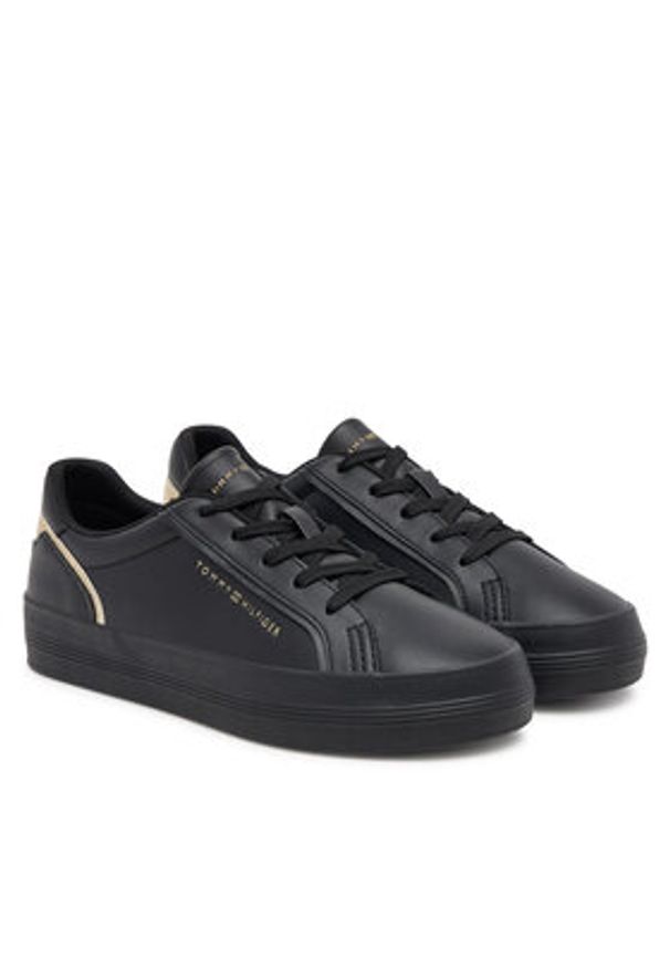 TOMMY HILFIGER - Tommy Hilfiger Sneakersy Vulc Foxing FW0FW08683 Czarny. Kolor: czarny. Materiał: skóra