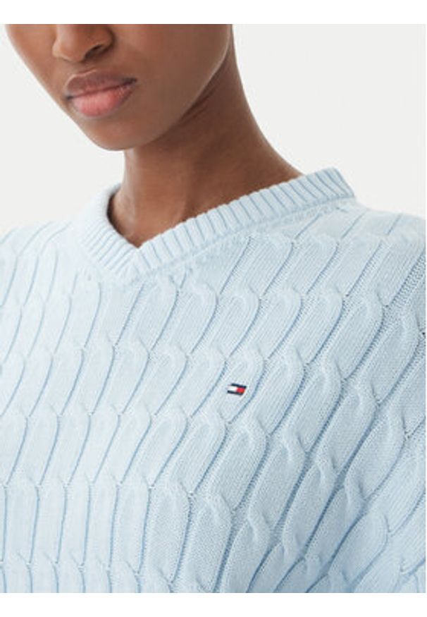 TOMMY HILFIGER - Tommy Hilfiger Sweter WW0WW48433 Niebieski jasny Regular Fit. Kolor: niebieski. Materiał: bawełna