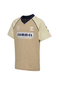 Koszulka dla dzieci Hummel Rolf. Kolor: beżowy. Materiał: jersey. Wzór: nadruk #1