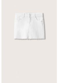 Mango Kids spódnica jeansowa dziecięca Sue kolor biały mini prosta. Okazja: na co dzień. Kolor: biały. Materiał: jeans. Styl: casual