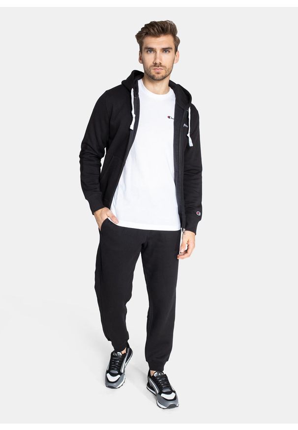 Bluza męska Champion Organic Cotton Blend Small Script Logo Zip-Up (216477-KK001). Kolor: czarny. Materiał: materiał. Styl: sportowy, elegancki