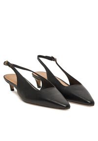 TOMMY HILFIGER - Tommy Hilfiger Czółenka Squared Toe Kitten Slingback FW0FW08711 Czarny. Kolor: czarny. Materiał: skóra